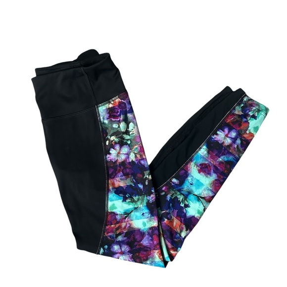 Athleta Gorgeous Jewel Tone Leggings with Mesh inserts size small - Picture 2 of 10